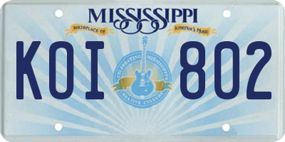 MS license plate KOI802
