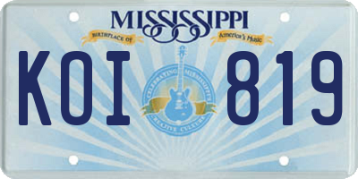 MS license plate KOI819