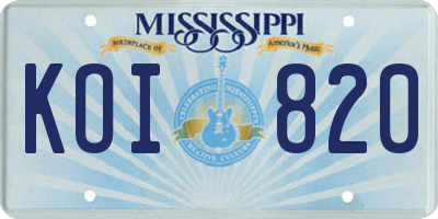 MS license plate KOI820