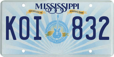 MS license plate KOI832