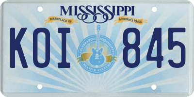 MS license plate KOI845
