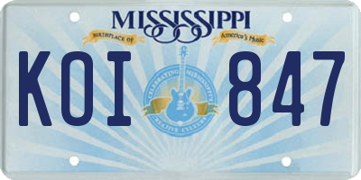 MS license plate KOI847
