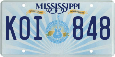 MS license plate KOI848
