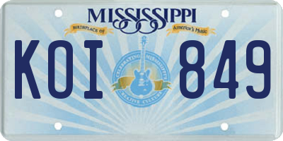 MS license plate KOI849