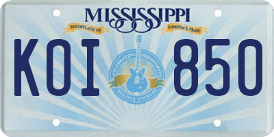 MS license plate KOI850