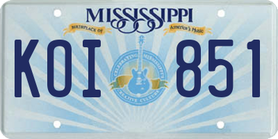 MS license plate KOI851