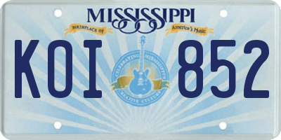 MS license plate KOI852