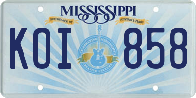 MS license plate KOI858