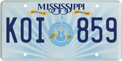 MS license plate KOI859
