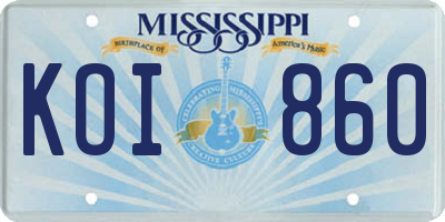 MS license plate KOI860