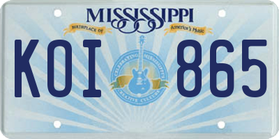 MS license plate KOI865