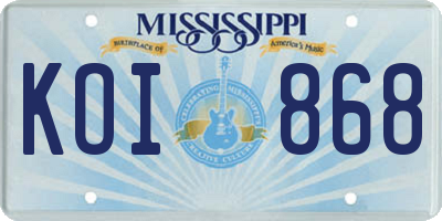 MS license plate KOI868