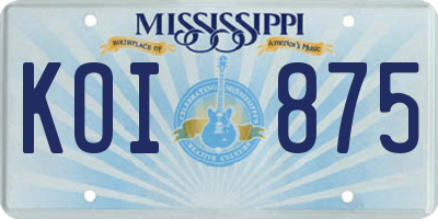 MS license plate KOI875