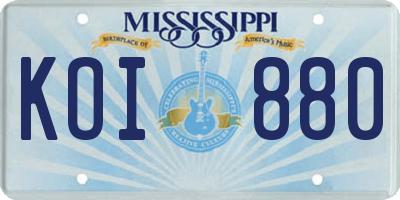 MS license plate KOI880