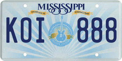 MS license plate KOI888