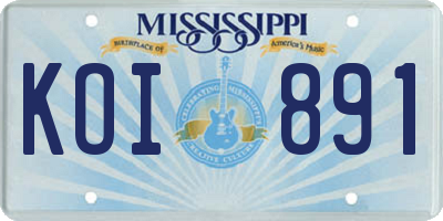MS license plate KOI891