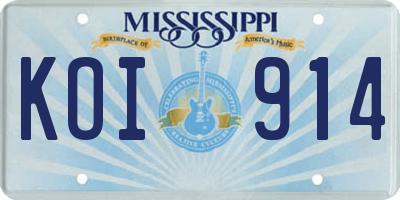 MS license plate KOI914