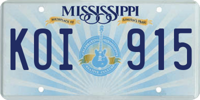 MS license plate KOI915