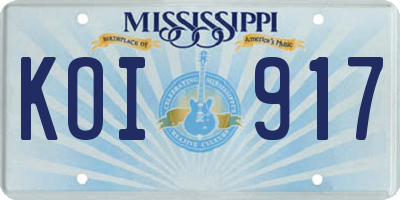 MS license plate KOI917