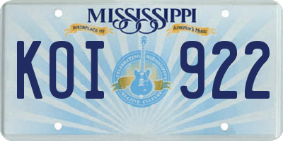 MS license plate KOI922