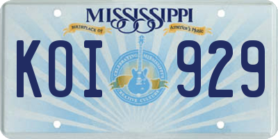 MS license plate KOI929