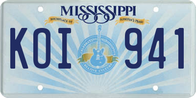 MS license plate KOI941