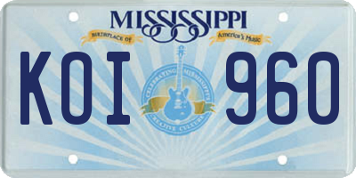 MS license plate KOI960