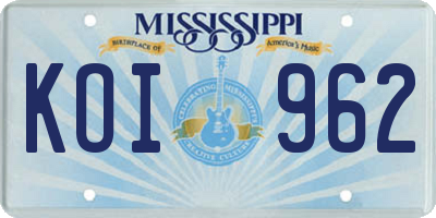 MS license plate KOI962