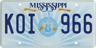 MS license plate KOI966