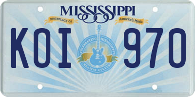 MS license plate KOI970