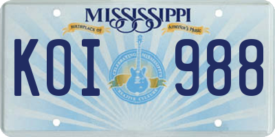 MS license plate KOI988