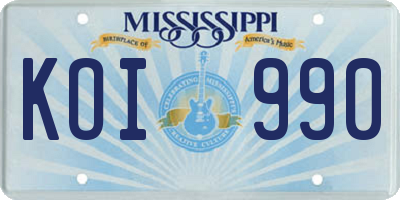 MS license plate KOI990