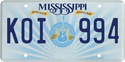 MS license plate KOI994