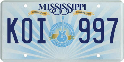 MS license plate KOI997