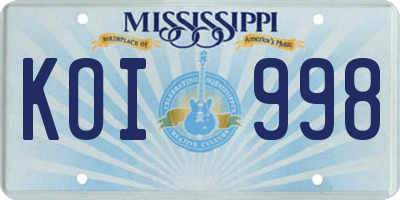 MS license plate KOI998