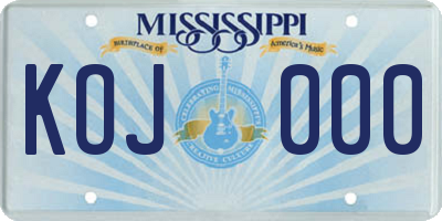 MS license plate KOJ000