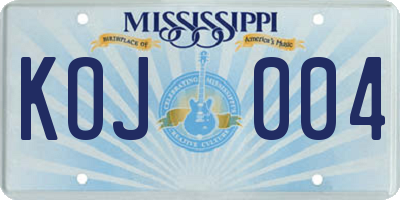 MS license plate KOJ004