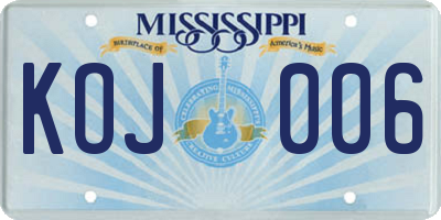 MS license plate KOJ006