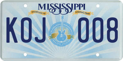 MS license plate KOJ008