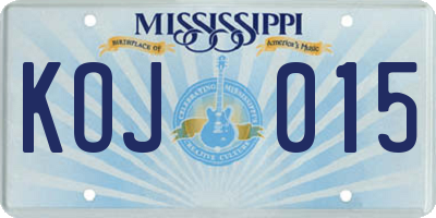 MS license plate KOJ015
