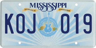 MS license plate KOJ019