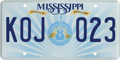 MS license plate KOJ023