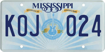 MS license plate KOJ024