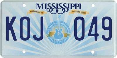 MS license plate KOJ049