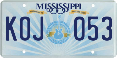 MS license plate KOJ053