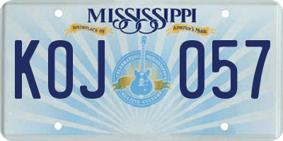 MS license plate KOJ057