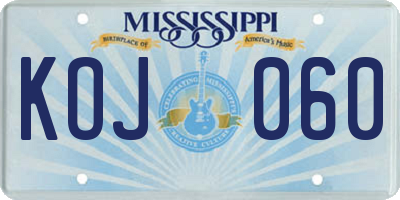 MS license plate KOJ060