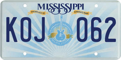 MS license plate KOJ062