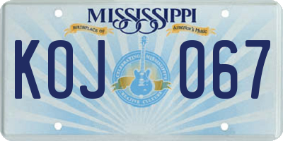 MS license plate KOJ067