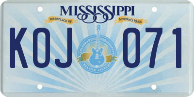 MS license plate KOJ071